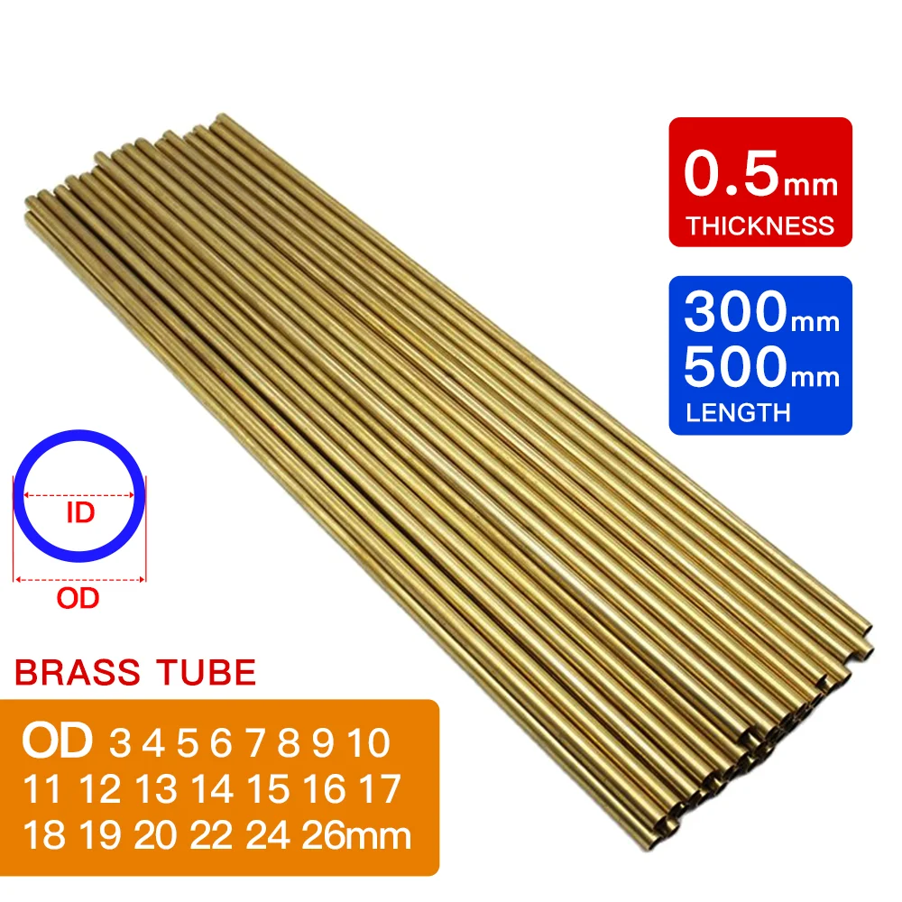 Messingrohr, 0,5 mm Wandstärke, 1,5–30 mm Außendurchmesser, 300 mm, 500 mm Länge, gerades Rohr, Außendurchmesser, Modellierungsstab, zum Schneiden, DIY – Detail 1