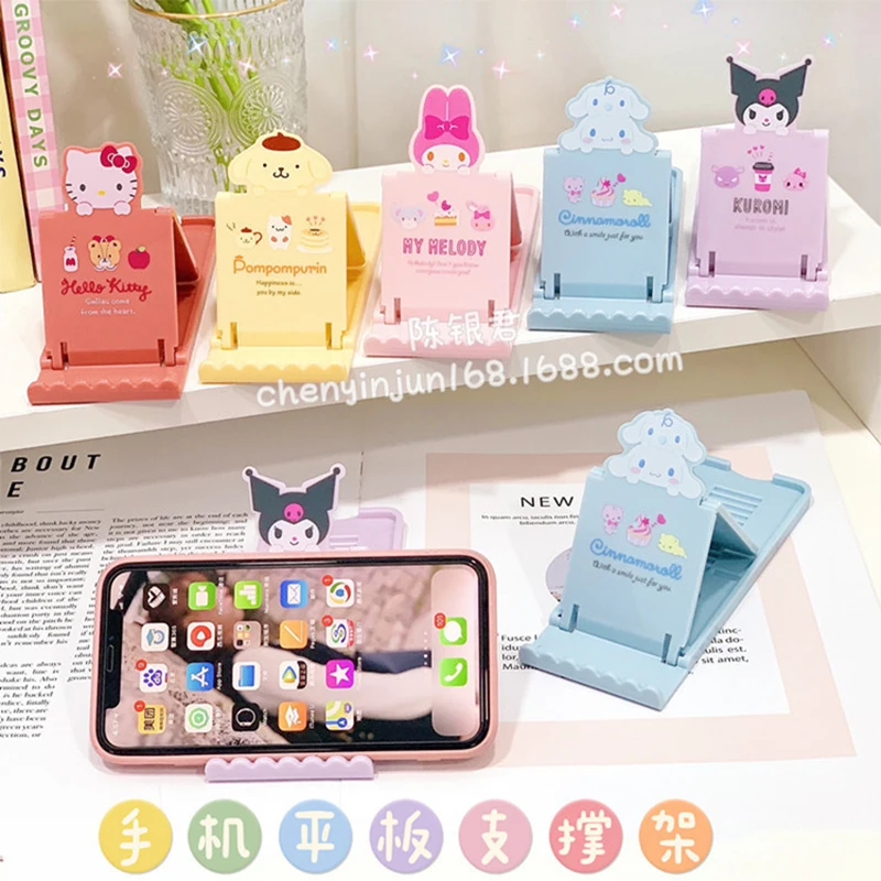 

Hello Kitty Cinnamoroll Anime Kawaii Sanrio Mobile Phone Tablet Stand Cute Cartoon Kuromi Phone Holder Adjusted Gifts for Girls