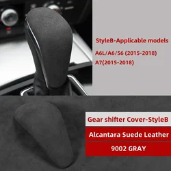 Luxury Alcantara Gear Shift Knob Trim Cover - Premium Car Interior Accessory (Style B Black)