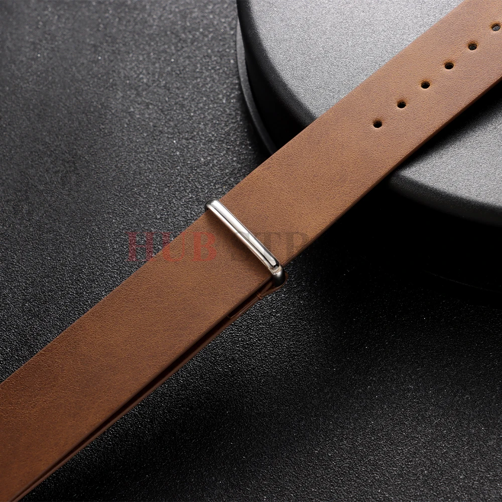Universal Military-Style Leather Watch Band - Unisex Adjustable Strap