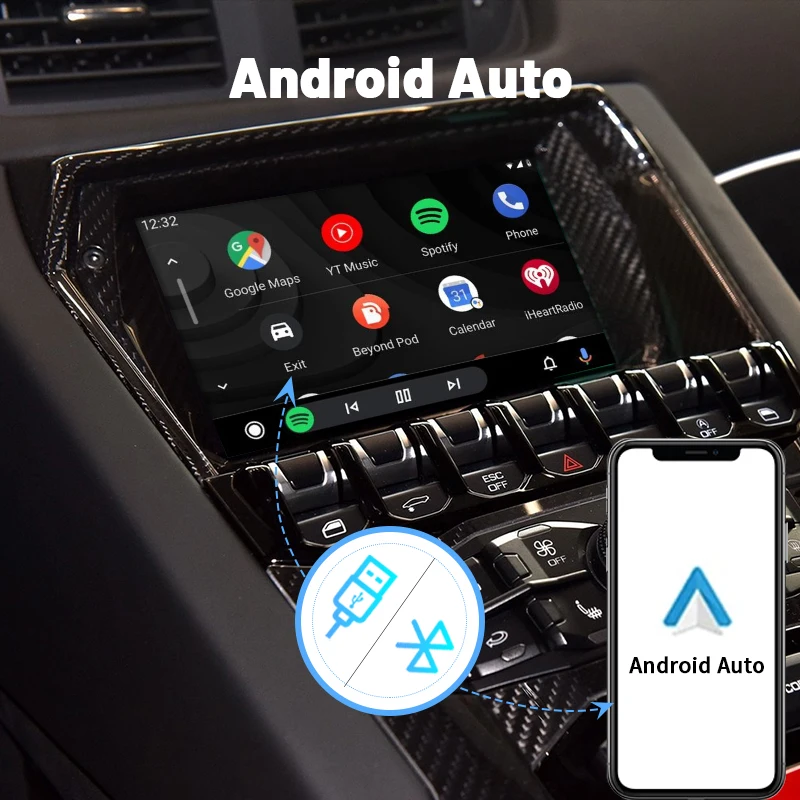 Retrofit Wireless Apple Carplay & Wireless Android Auto for Lamborghini Aventador LP-700 Huracan