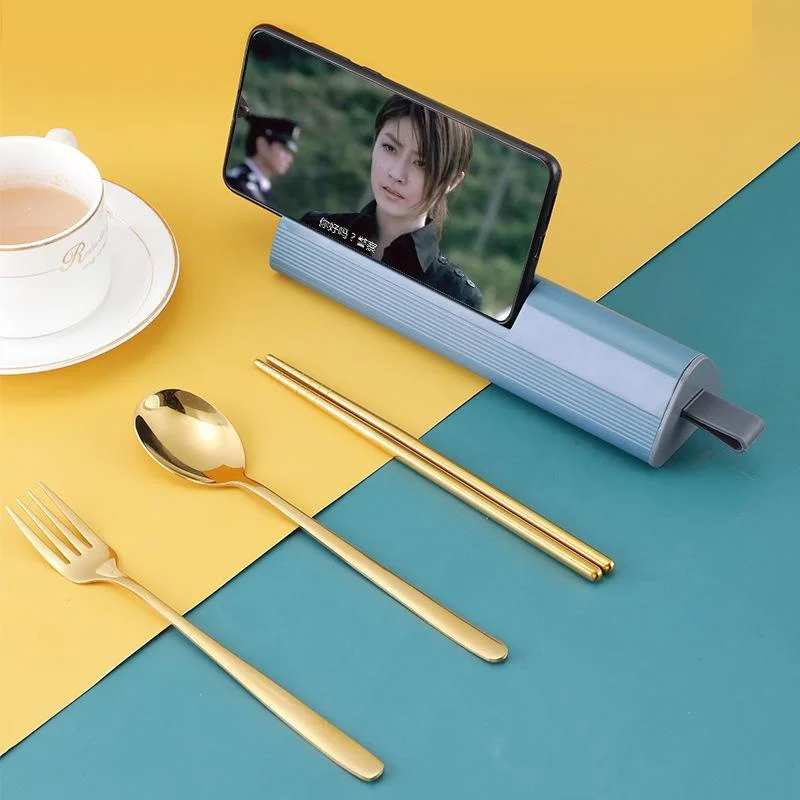 304 Stainless Steel Spoon Fork Chopsticks Cutlery Set Portable Dinnerware Kit Lunch Tableware Box Travel Kitchen Accessories