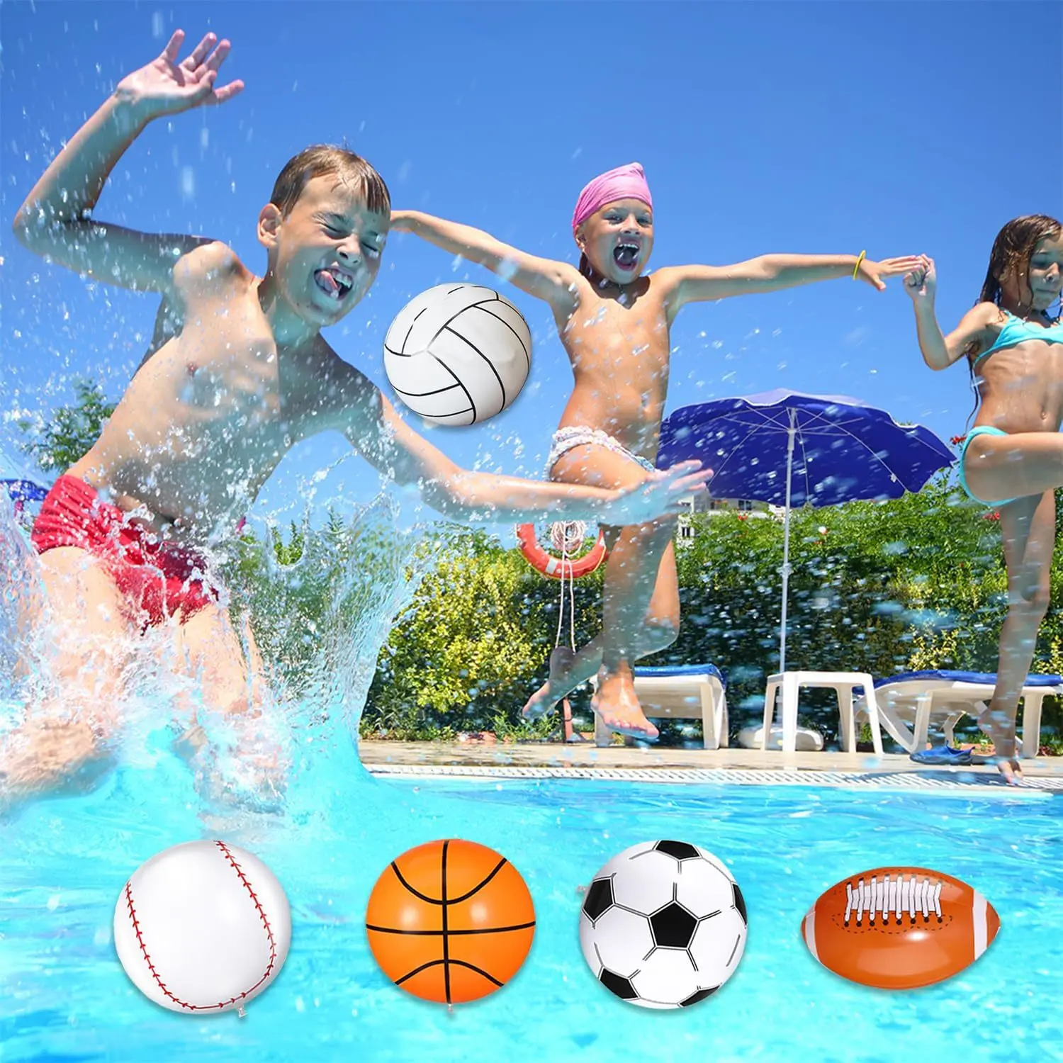 Inflatable Ball PVC Beach Ball Swimming Pool Party Toy Blowing Basketball Football Rugby Baseball Volleyball Safety