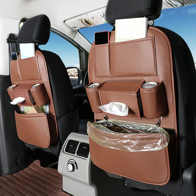 Leather Car Backseat Organizer Rear Row Children's Seat Back