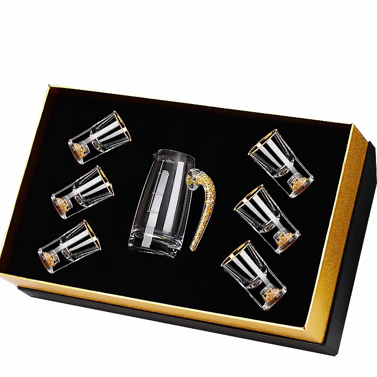 Baijiu cup wine dispenser set Household wine glass Chinese set with graduated cup holder