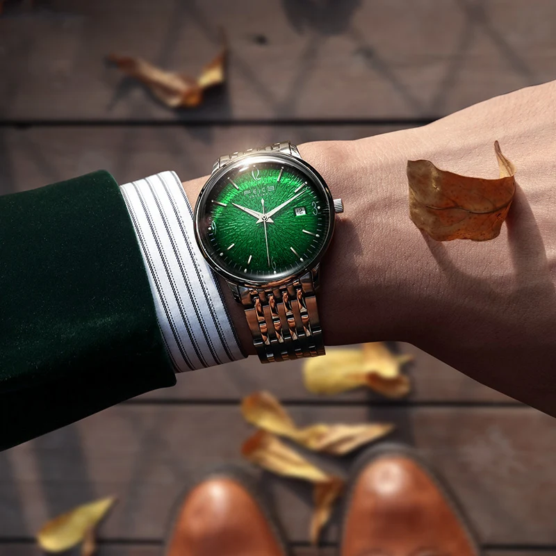 Orologio di Lusso da Uomo Pindu 5015 Novità 2023 di Alta Qualità Orologio da Uomo Astronomia Quadrante in Vetro Cassa Ovale da 46mm Cinturino da 22mm