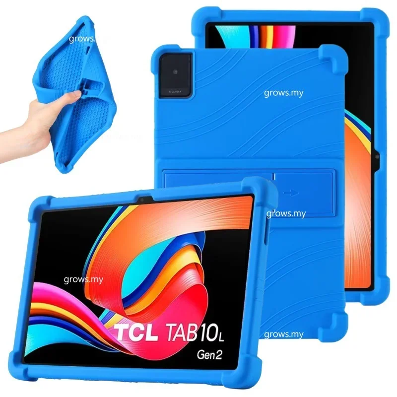 

For TCL Tab 10L Gen 2 2023 (Model: 8492A) 10.1" Tablet PC Soft Silicone Shockproof Cover Case with Rear Kickstand