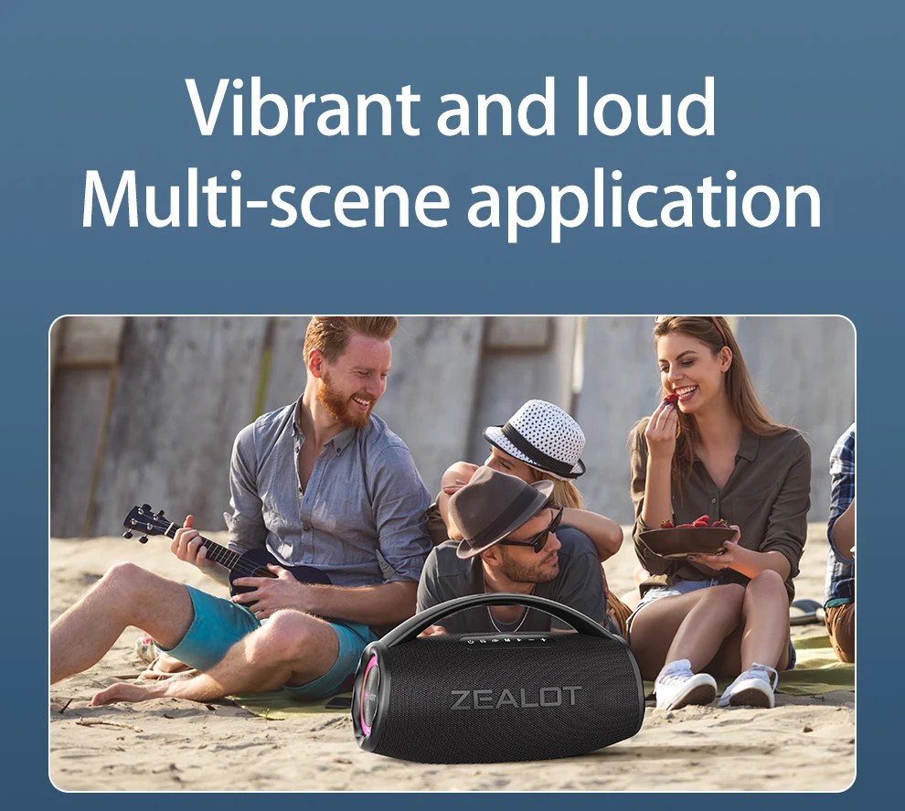 ZEALOT S97 Altavoz Bluetooth portátil de 80W Alto volumen Resistente al agua 16000mAh Subwoofer TWS inalámbrico Suporrt USB/TF/AUX RGB luz.
