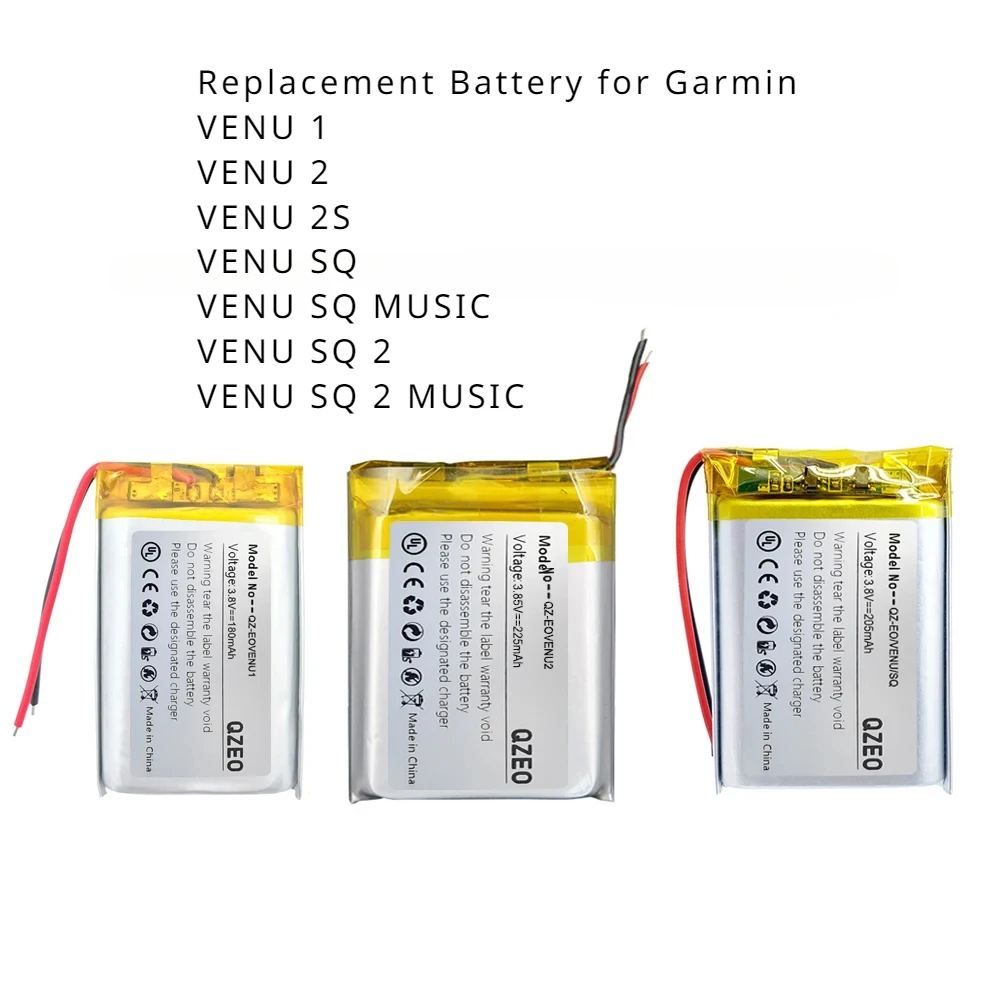 Replacement rechargeable battery for GARMIN VENU 1 2 2S SQ MUSIC VENU2 361-00139-10 361-00086-12 361-00136-10 Sports Smartwatch Accessories