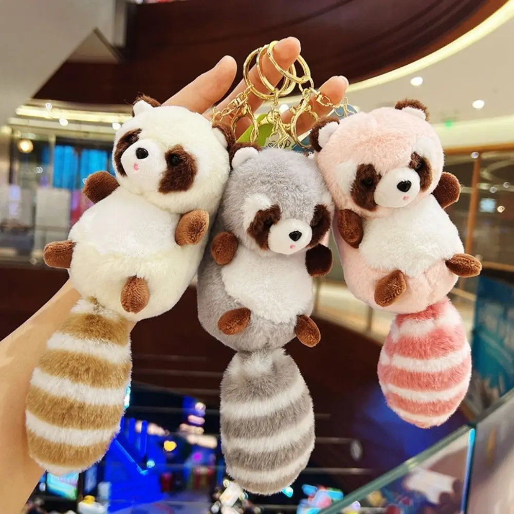 

Exquisite Plush Raccoon Pendant Keychain Doll Ornament Stuffed Animal Key Ring Hanging Accessories