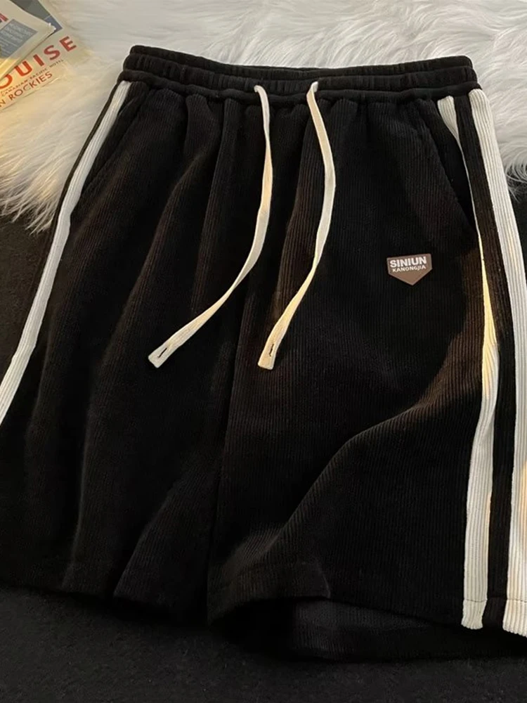 Pantalones cortos casuales Y2K de verano 2023 para hombre, pantalones cortos rectos holgados estilo retro americano, pantalones cortos de gimnasio de color contrastante a la moda