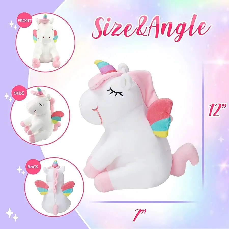 Plush toy LED Rainbow unicorn doll toys Animal soft music Plush doll Stuffed sleeping unicorn Gift for Girls kids room Bed pillow Birthday