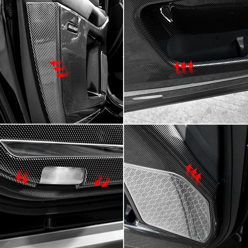 For Toyota Highlander 2015- Car Door Anti Kick Pad ABS Carbon Fiber Car Door Side Edge Protector Anti-dirty Sticker