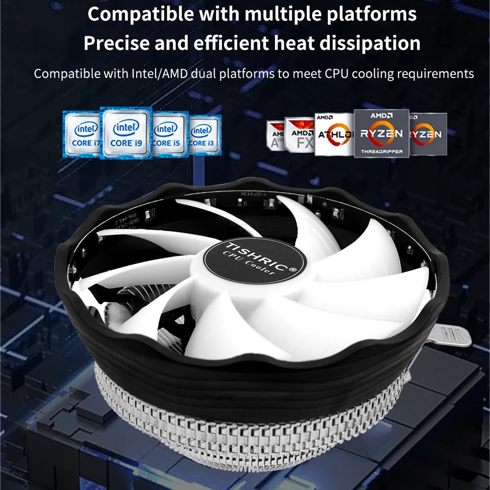CPU Cooler Cooling Fan 120mm RGB 3Pin PWM Intel LGA 1700 1200 1150 1151 X79 E5 AMD AM3 AM4 X99