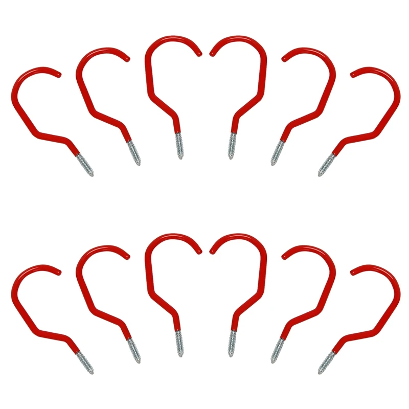 

Велосипедные крючки, набор сверхпрочных крючков для хранения велосипедов, пластиковые вешалки для хранения для настенного крепления/потолочного красного цвета, упаковка из 12 шт.