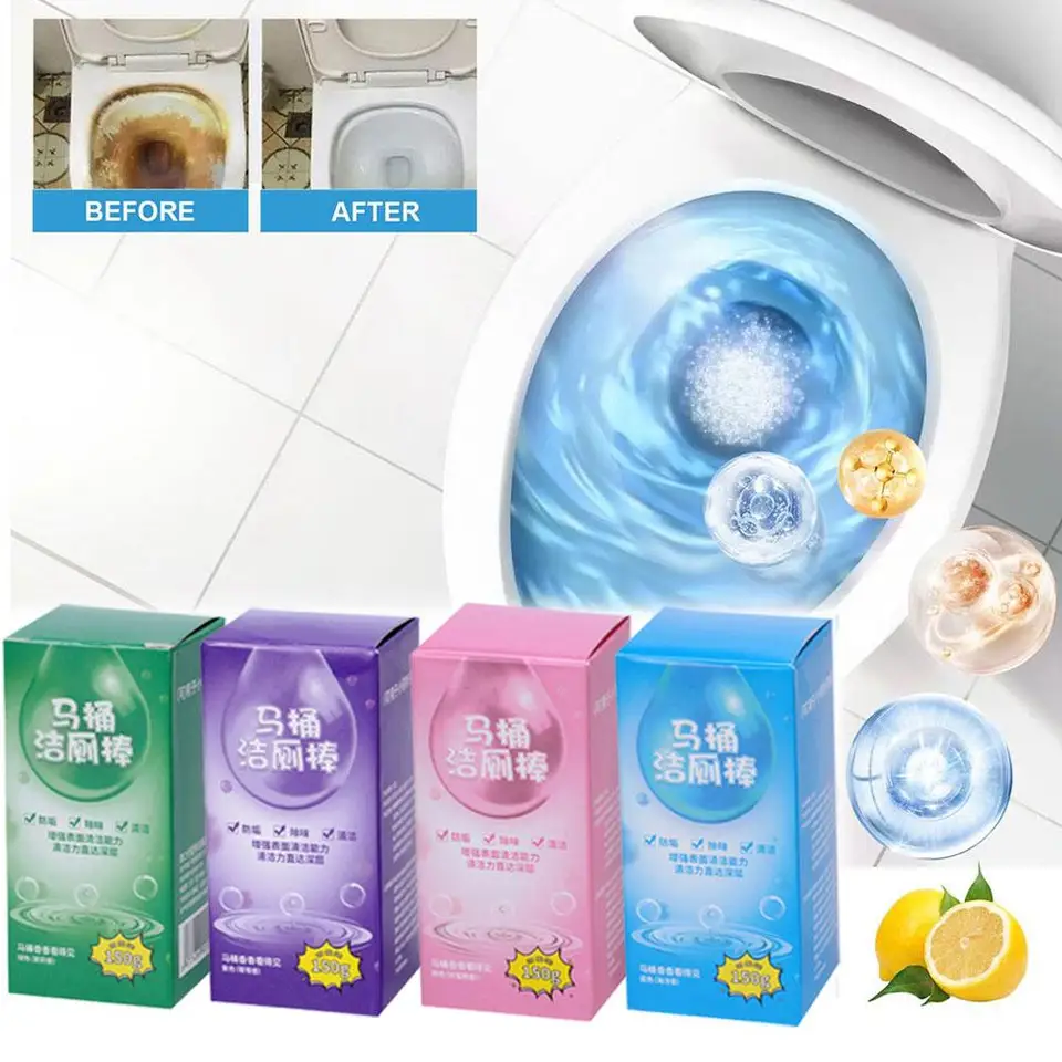 Bastone per la pulizia del WC, disincrostante concentrato, quattro profumi di bastoncini per la pulizia del WC, potente decalcificazione, pulizia profonda, freschezza di lunga durata (viola