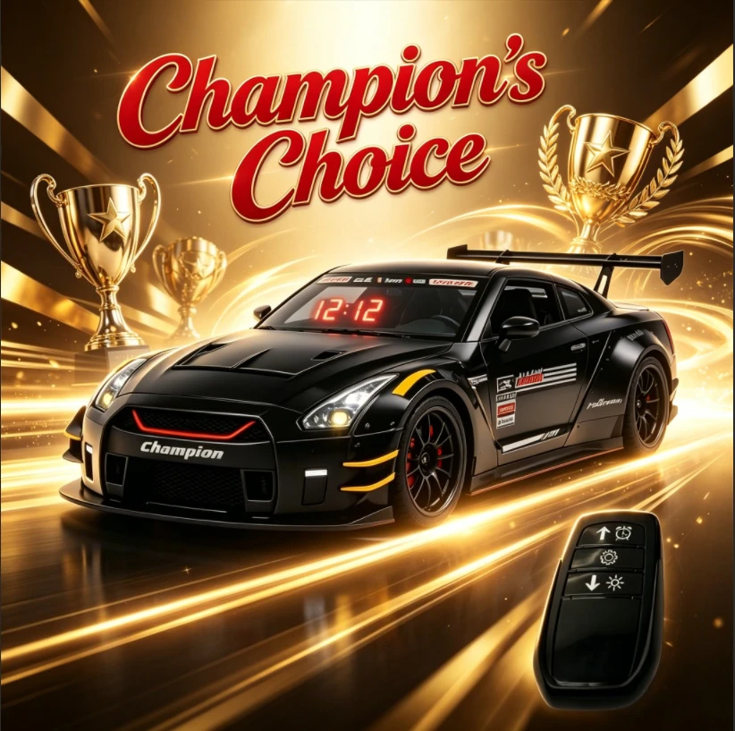 For GTR Car Clock Desktop Decor Sports Car Alarm Clock Supercar Sound Wave Simulation Spray Function Adjustable Alarm Clock