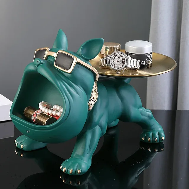 30 cm/11.8 pouces décor à la maison bouledogue Figurine chien Statue clé boîte de rangement Animal ornement résine artisanat Art Figurine chiot Sculpture 3
