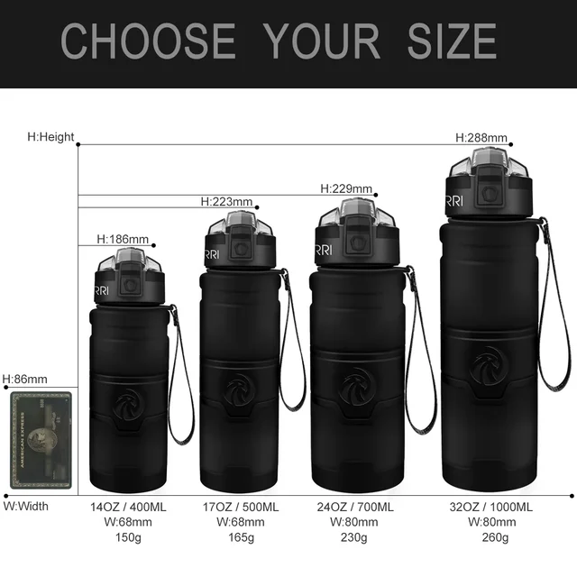 BPA Free Plastic Sports Water Bottle 400/500/700/1000ml Portable Leak-proof Drinkware Outdoor Gym Water Bottle Bicycle Bottle 6