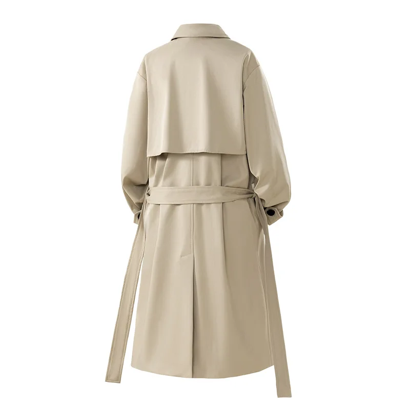 New Men's Double Breasted Trench Coat Mid-Length Loose Fit Windbreaker Spring/Autumn Fashionable Outerwear for Casual Office