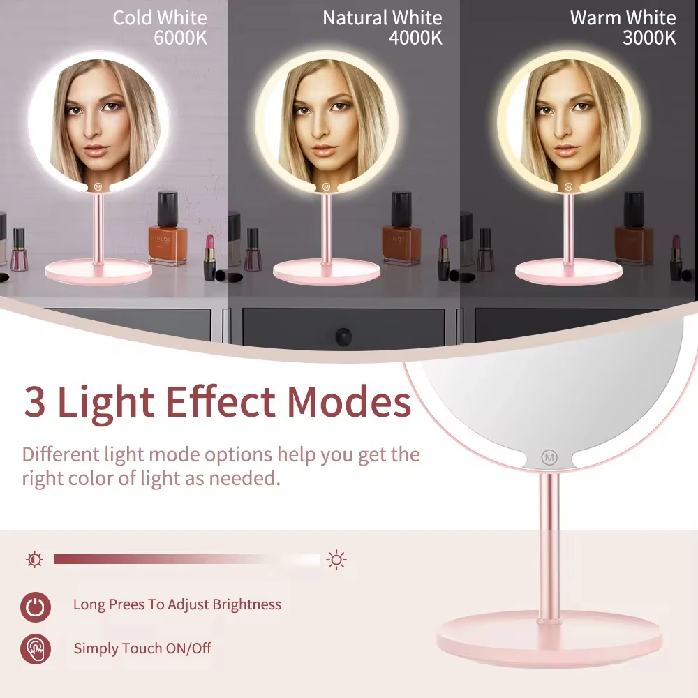 Description Picture 2 of itemTouch Screen Large Tabletop Lighted Makeup Mirror Vanity Mirror With Lights Usb Charging Power Supply