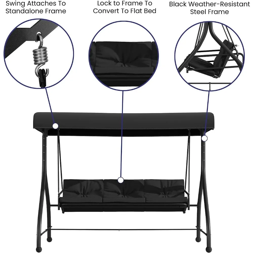 Tellis Outdoor Steel Converting Patio Swing Canopy Hammock with Cushions / Outdoor Swing Bed 5