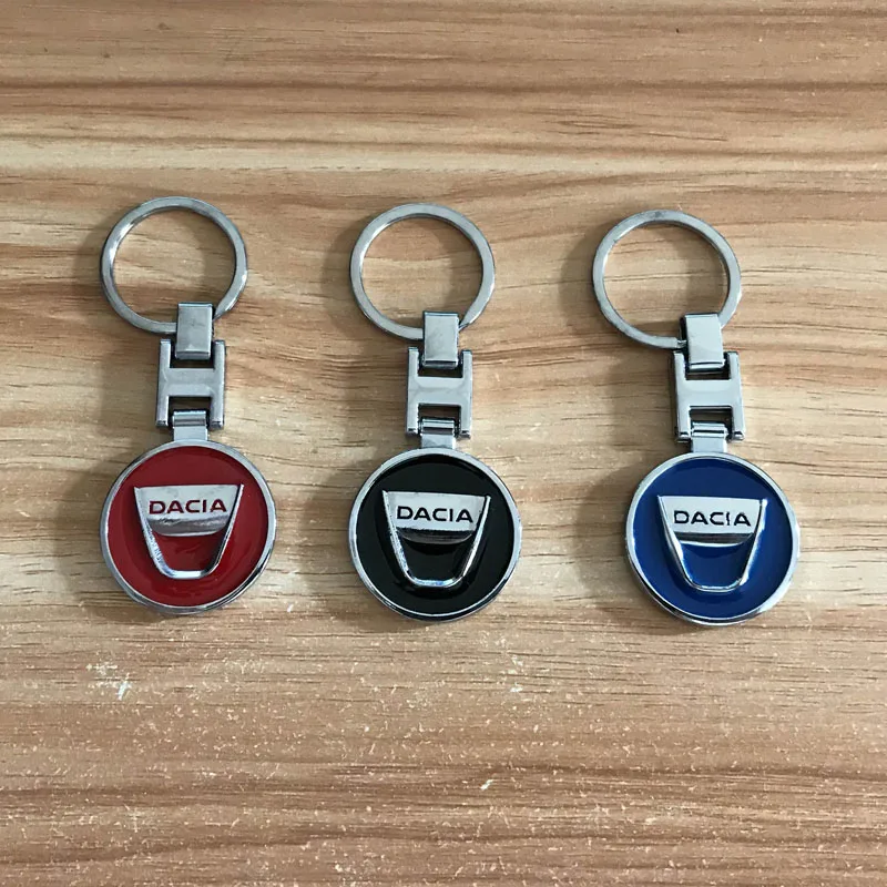 DACIA 엠블럼용 금속 양면 키체인 스타일, Dokker Logan Sandero용 블랙 자동차 키링, 자동차 액세서리 장식 