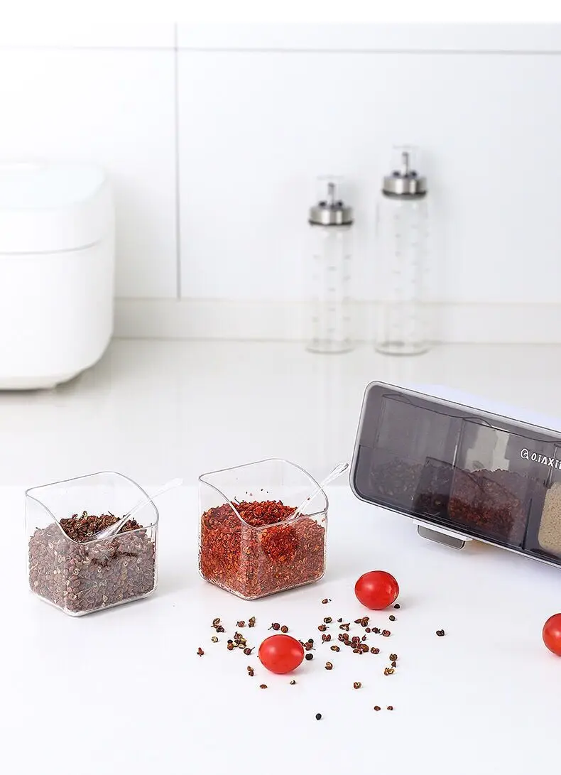 Description Picture 6 of itemKitchen Wall Mounted Seasoning Box Salt Pepper Spice Rack Sugar for Kitchen Gadget Sets Organizer and Storage Container Tool