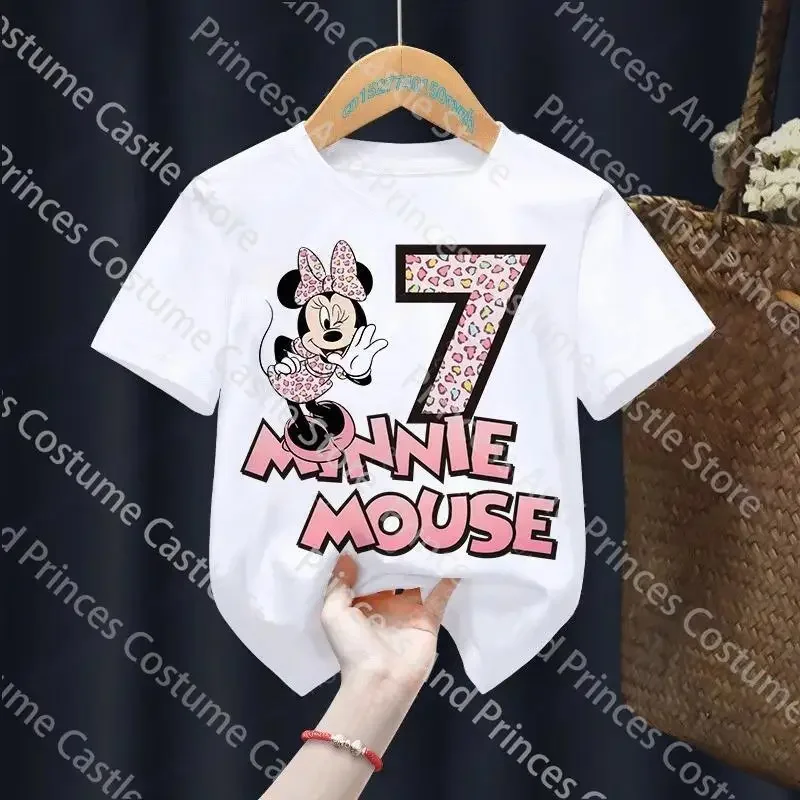 thumbnail image 1 of Camisetas de algodón de Disney con números 1 a 12 de Kawaii, ropa de dibujos animados de anime para niños y niñas, camiseta de verano para niños de Minnie Mouse, 1 of 5