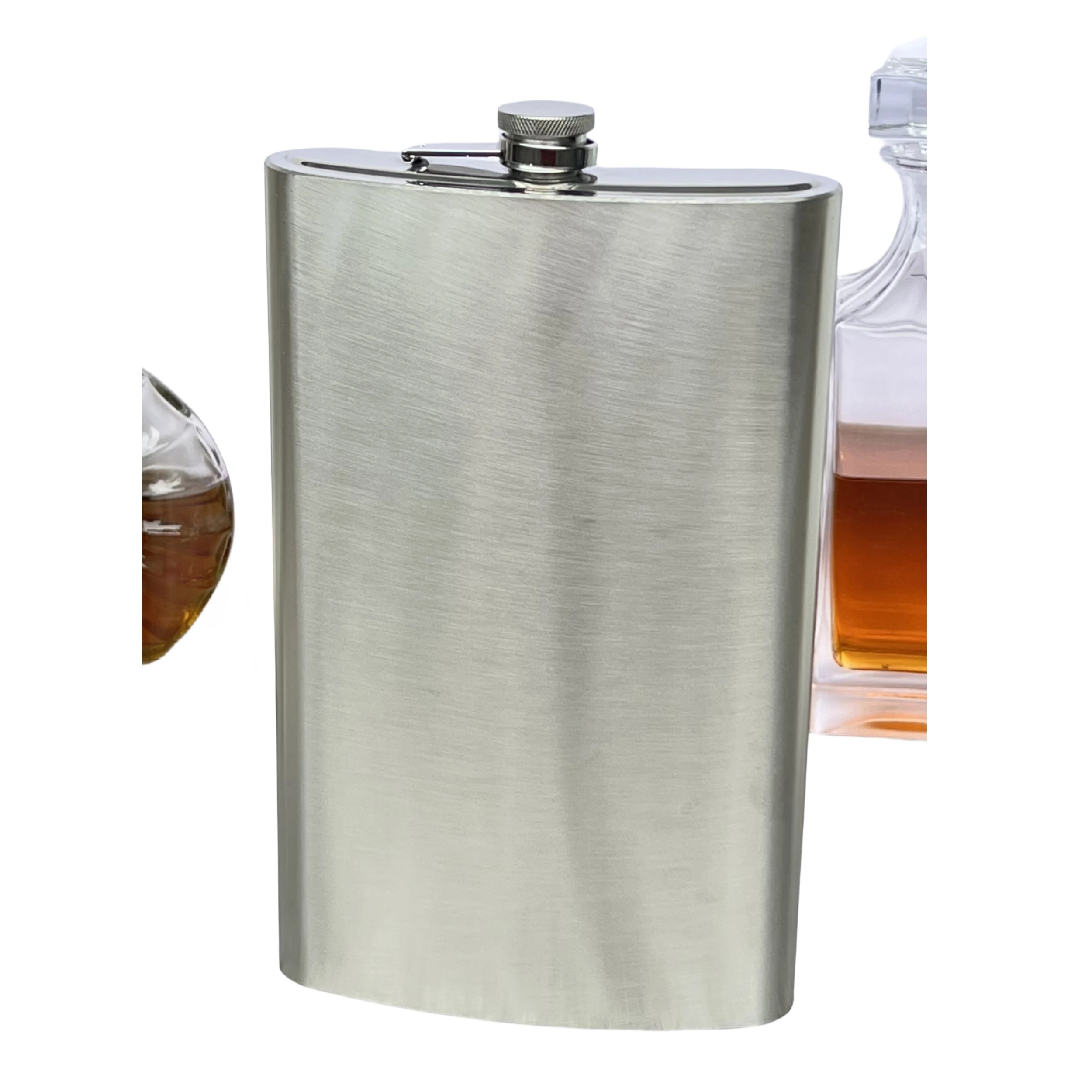 304 스테인리스 스틸 대형 힙 플라스크, 운반 가죽 가방, 식품 등급, 64 oz