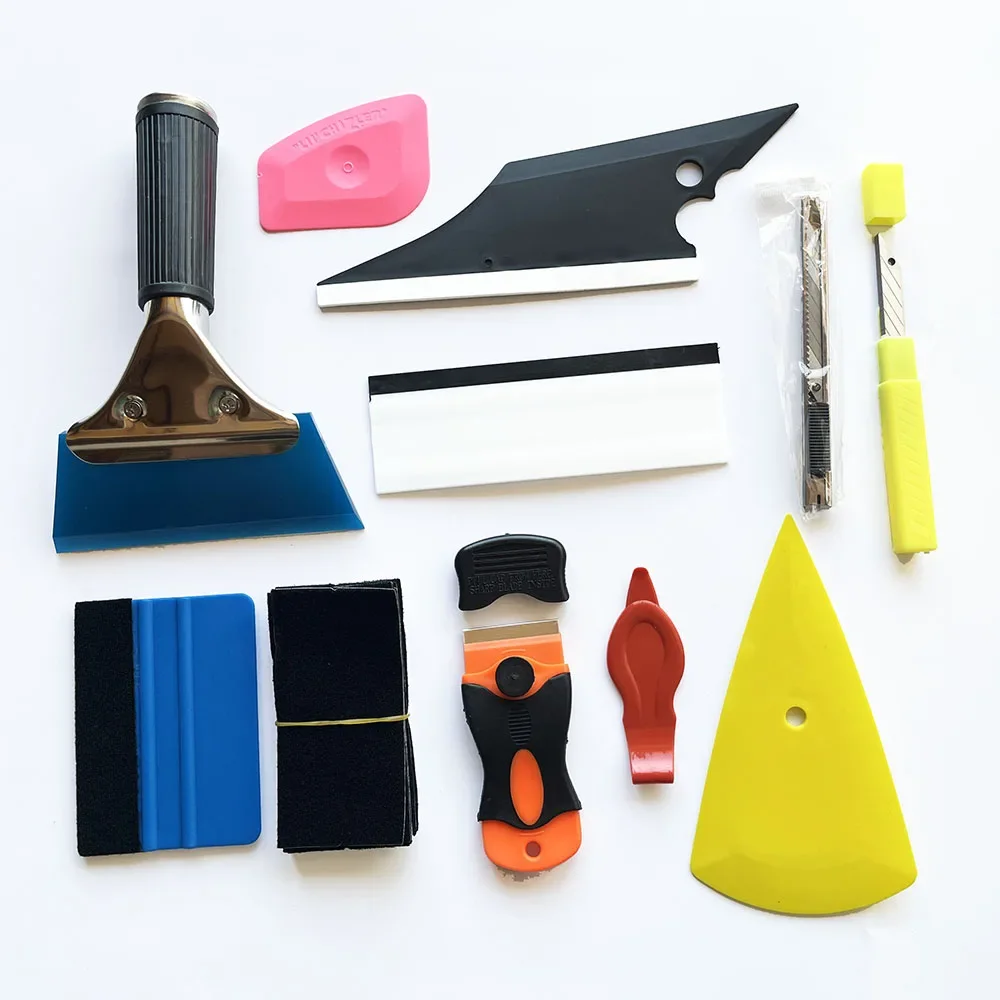 11Pcs Car Window Tint Wrapping Vinyl Tools Squeegee Scraper Applicator Kits Set Car Body Film with Spare Blades