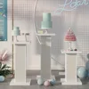 3PCS Square Pedestal Stand for Party,White Wood Display Pedestal Stands for Parties,Fluted Plinth Pillars Table Stands 3