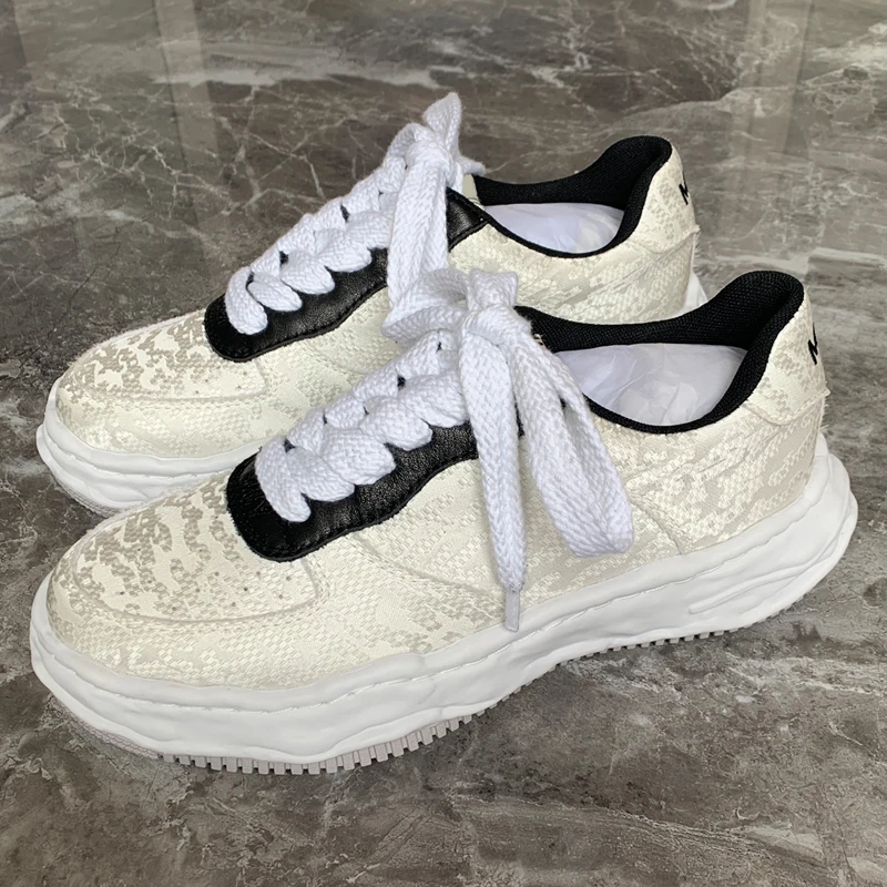 

Men's Casual Shoes MMY Leather Shoes for Women Mihara Male Sneakers White Lace-up Yasuhiro Man Sneakers