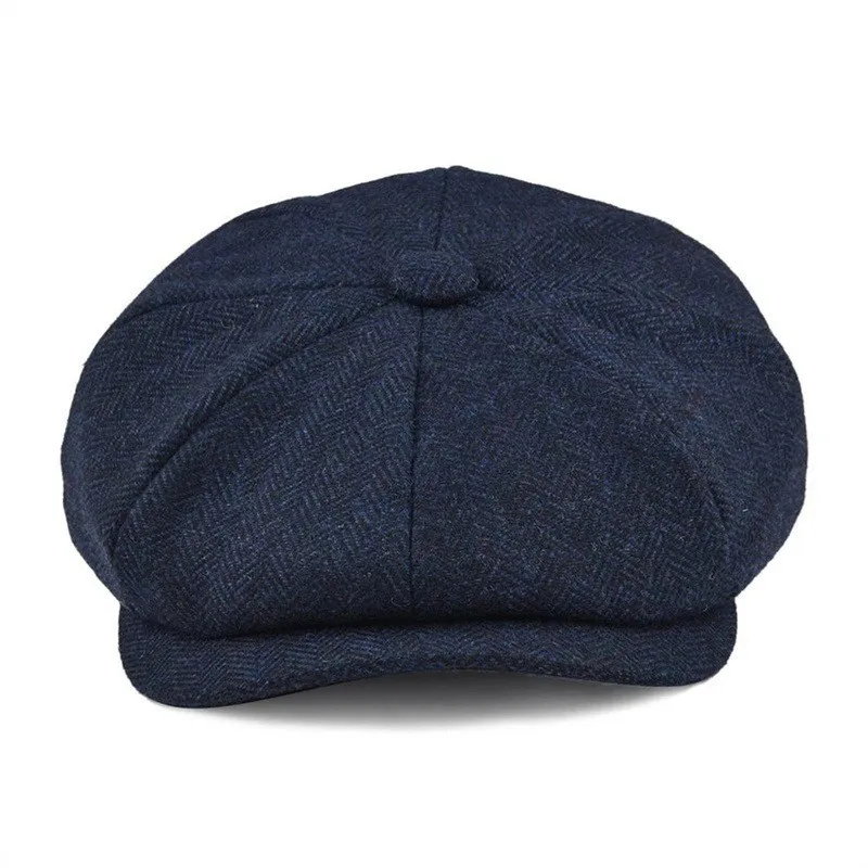 

Hat Men'S Beret Vintage Twill Newsboy Casual Trend Octagonal Outdoor Wool Fashion Cap