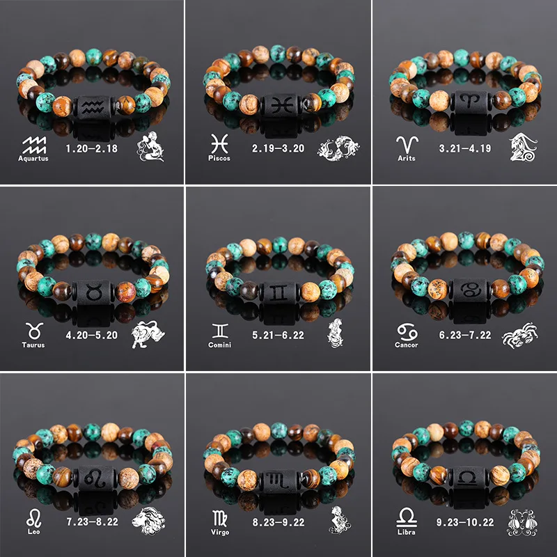 

12 Constellation Bracelet Homme Constellation Bracelet Men's Virgo Leo Libra Bracelet Women's Friendship Gift Jewelry