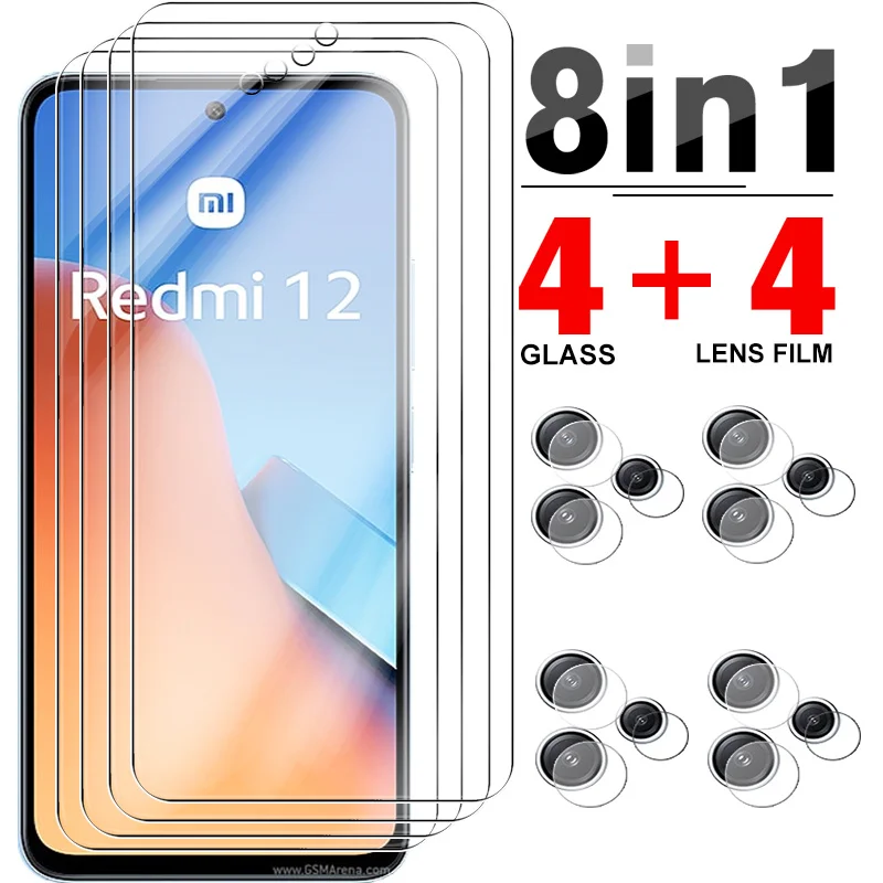 

Пленка для камеры 8 в 1, защитное стекло Redmy 12, Redmi12, 4G, закаленное защитное стекло для Xiaomi Redmi 12, полноэкранная пленка 6,79 дюйма