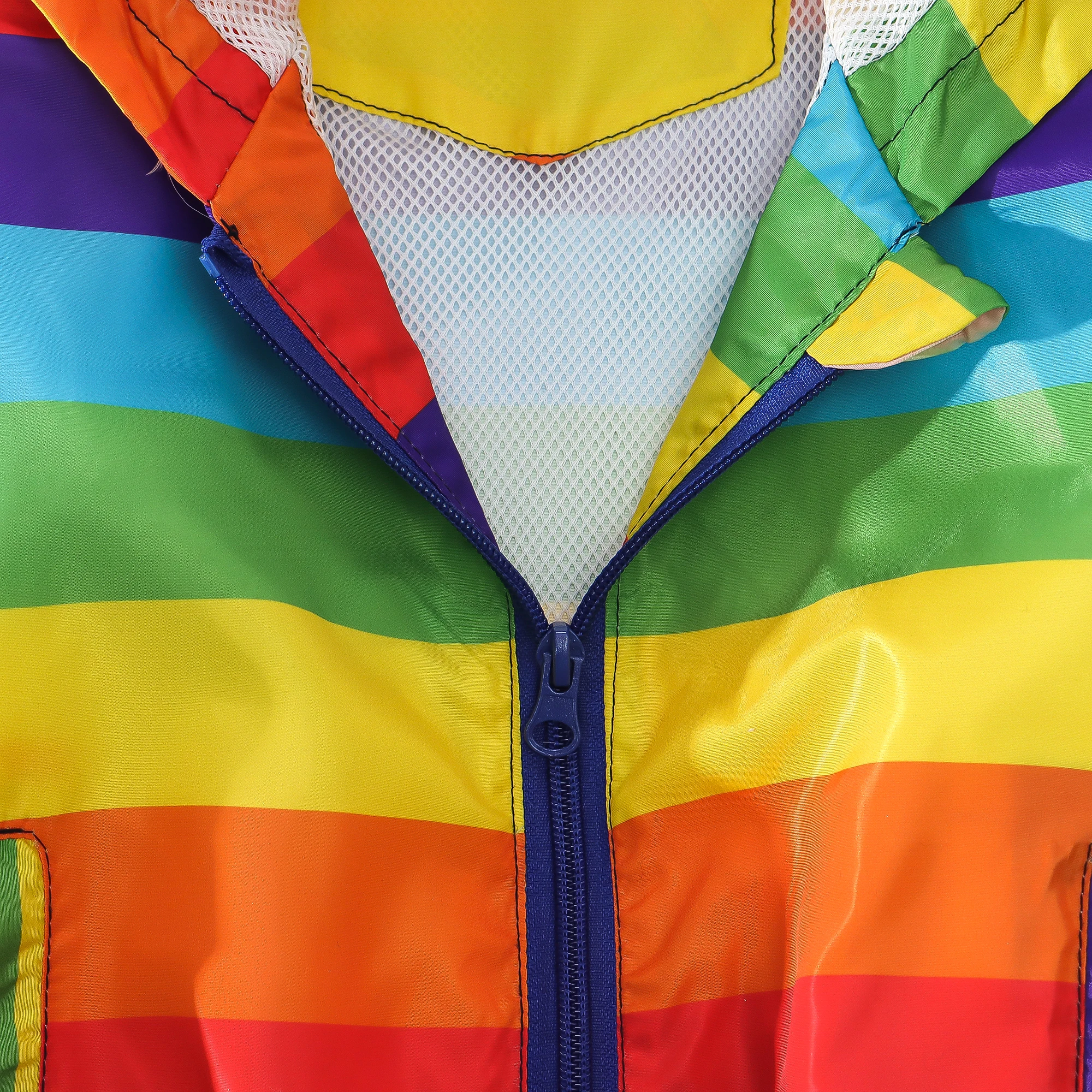 Spring and Autumn Boys' Sprint Coat Fashion Rainbow Stripe Windproof Hooded Zipper Sprint Coat Jacket