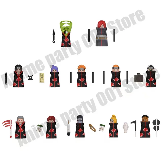 Naruto Sasuke Kakashi Akatsuki Bricks Building Blocks Anime Cartoon Mini Action Figures Heads Assembly Toys Kids Birthday Gifts 1