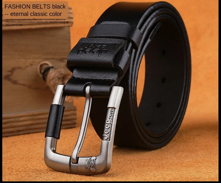Men 's Pin Buckle Genuine Leather Belt High Quality Pure Color Business Cow Leather Simple Wild 125cm Cinturones Hombre leather belt price