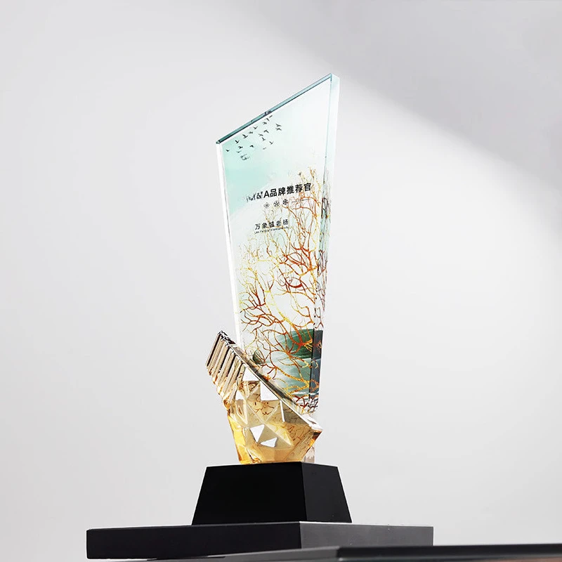 Customized Crystal Trophy, Color Printing Prize Sports Annual Meeting Awards Outstanding Employee Souvenir, Home Decoration, 1Pc