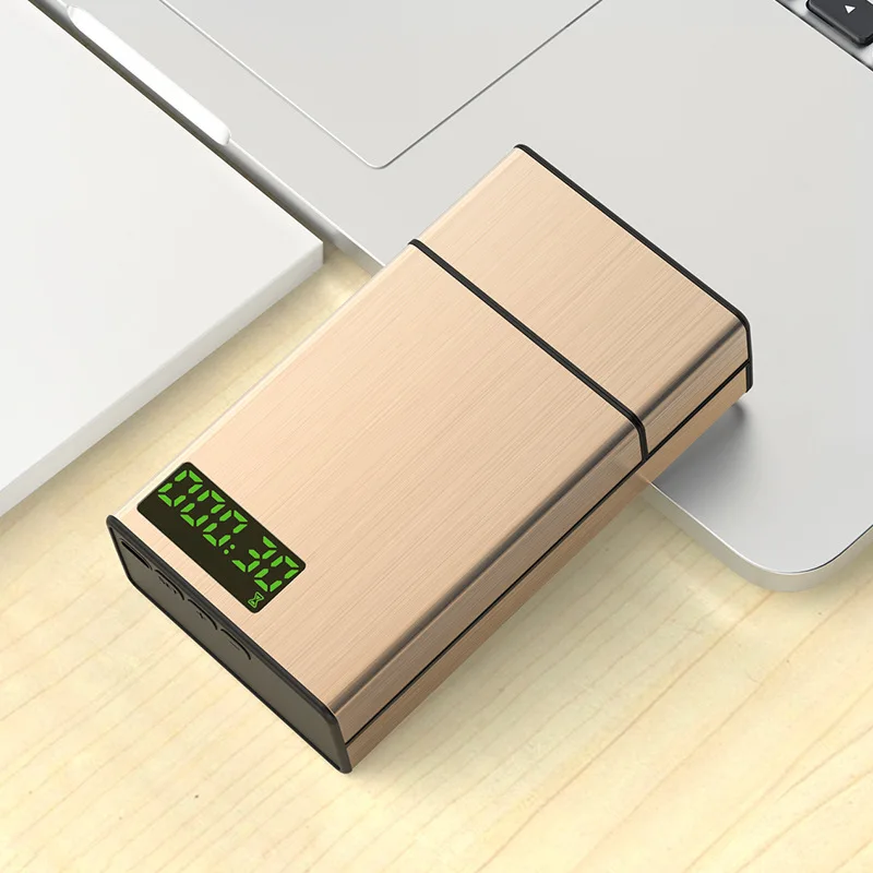 Creative Metal Time Lock Box for Cigarette USB Self-discipline Smart Tobacco Case with LED Display Aided Smoking Cessation 2
