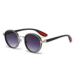 Vintage Round Punk Metal Frame Sunglasses - Fashion Brand Design UV400 Casual Shades (8)