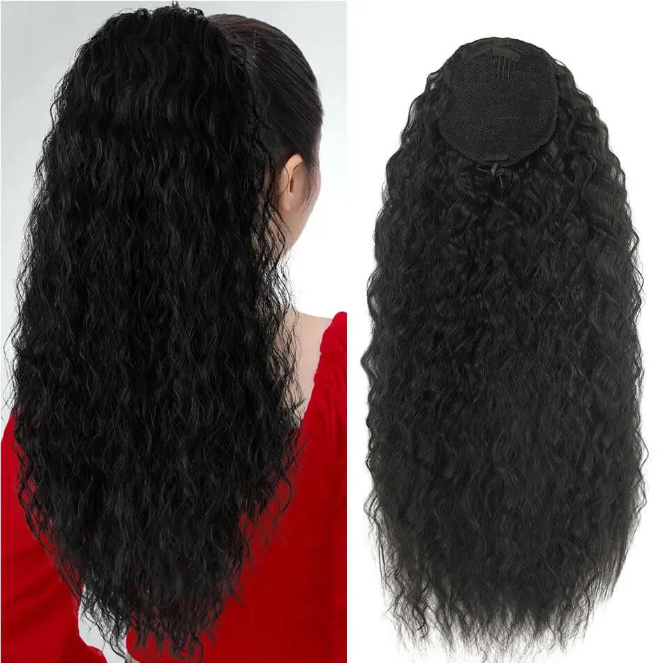 Alana Synthetic Long Curly Wavy Ponytail Hair Extension 613# Drawstring Hairpieces for Women Blond Fake Pony Tail