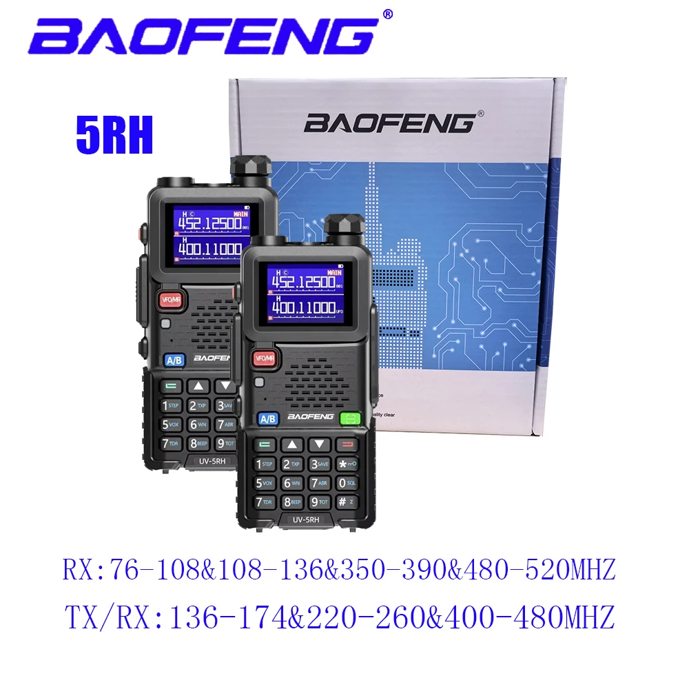 2PCS Baofeng UV 5RH 10W Full Bands Walkie Talkie Wirless Copy Frequency Type-C Charger Upgraded UV 5R Transceiver 2