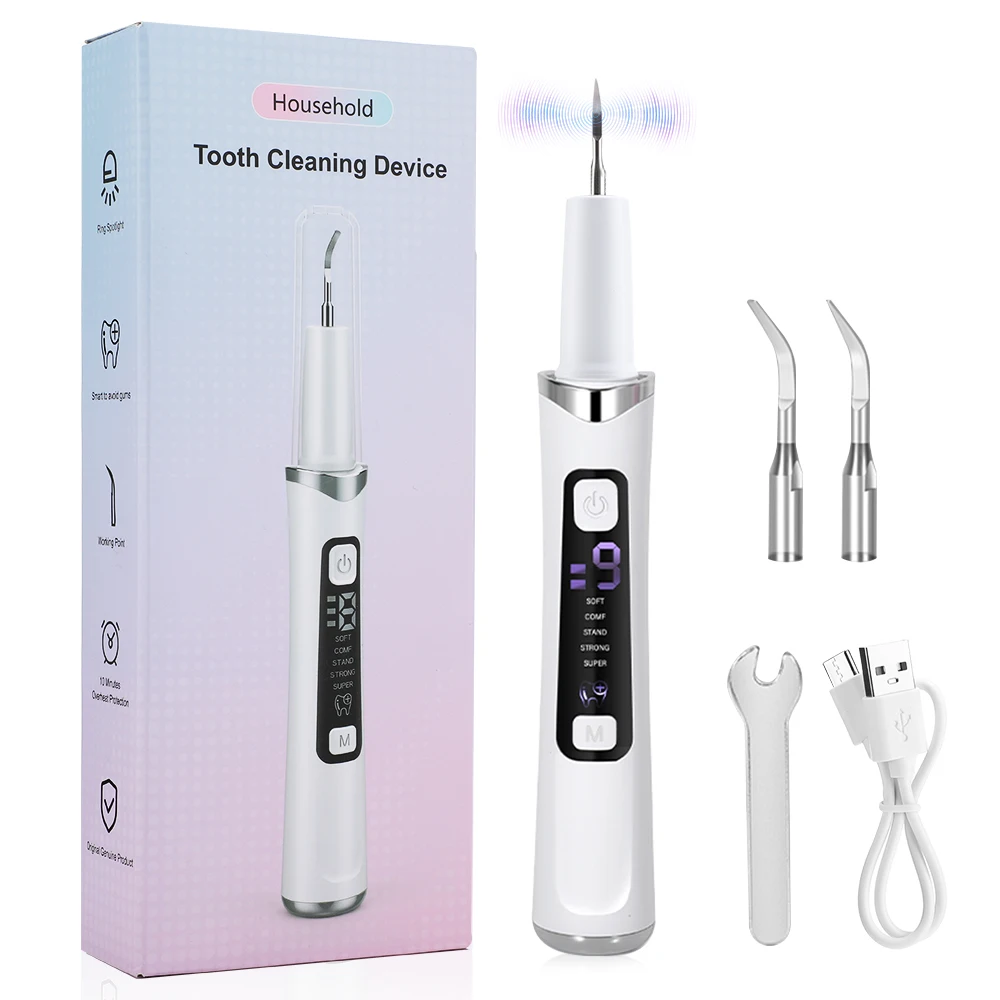 Détartreur dentaire ultrasonique, dissolvant de tartre, 5 modes avec lumière LED, outils de nettoyage des dents domestiques, nettoyeur dentaire, soins buccaux