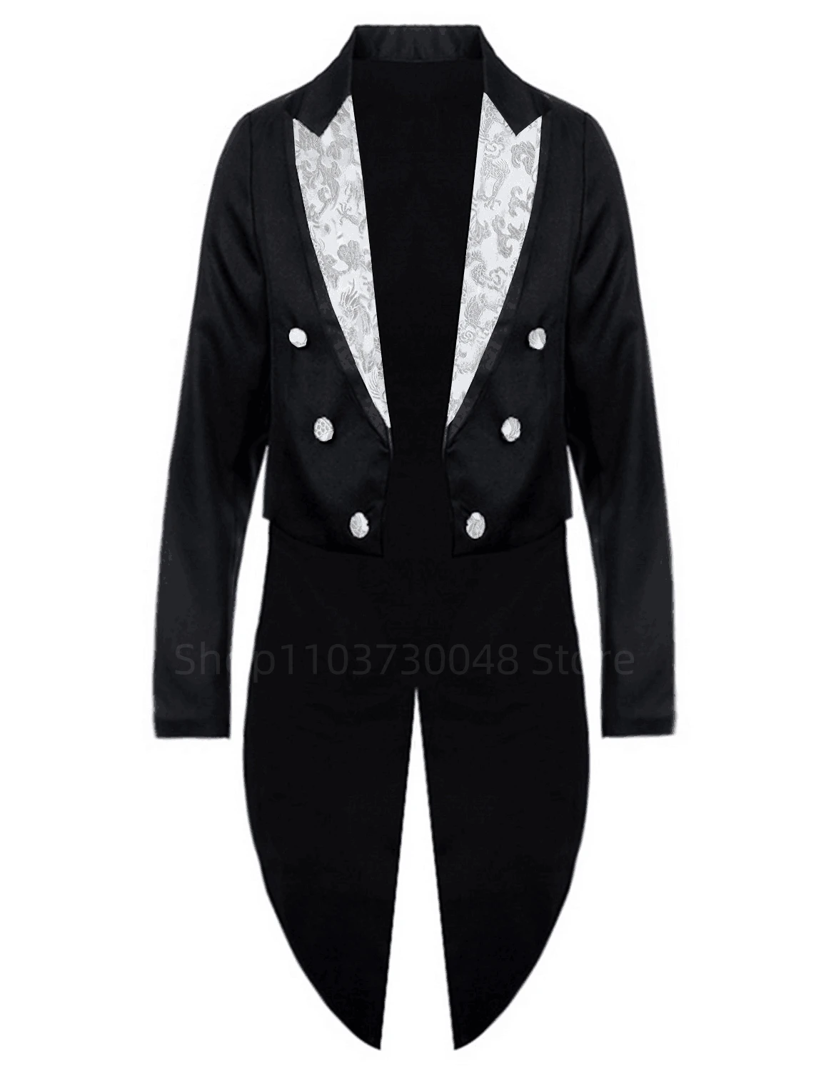 British Style Men Suits Blazer Tailcoat Double Breasted Fashion Groom Tuxedos Blazer Peaked Lapel Jacket Party Prom Long Coat