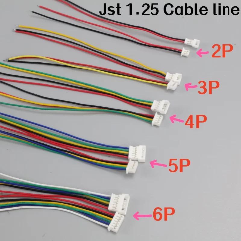 10 Pcs Mini Micro JST Plug Connector Set with Wires (100mm, Assorted Pin Options)