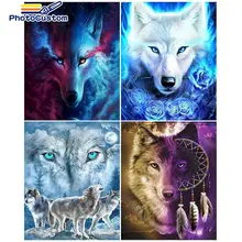

PhotoCustom 5d DIY Diamond Painting Moon Wolf Full Square/round Diamond Embroidery Mosaic Sale Animals Decor For Home