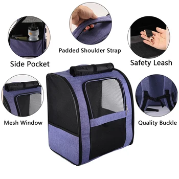 Pet Cat Backpacks Breathable Outdoor Cat Carrier Shoulder Bag for Small Dogs Cats Portable Travel Folding Backpack Pet Supplies 5