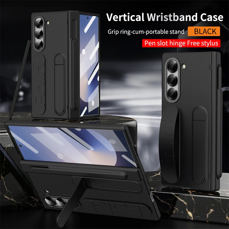 Premium Wristband Stand Case with Stylus Slot and Full Screen Protection Film